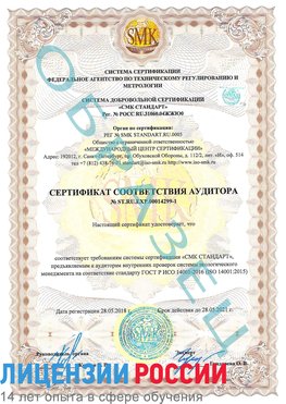 Образец сертификата соответствия аудитора №ST.RU.EXP.00014299-1 Заволжье Сертификат ISO 14001